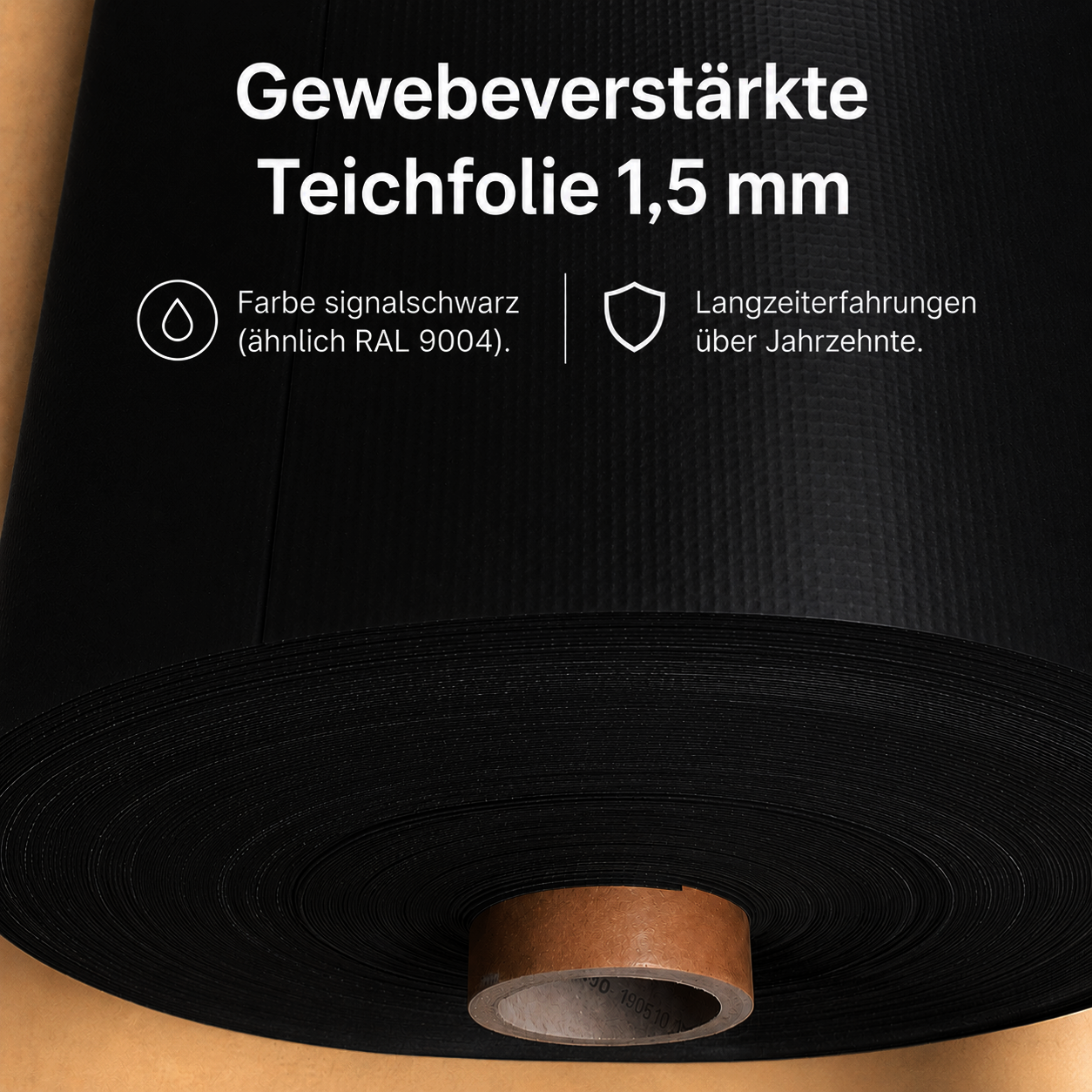 Teichfolie 1,5 mm mit Gewebe signalschwarz